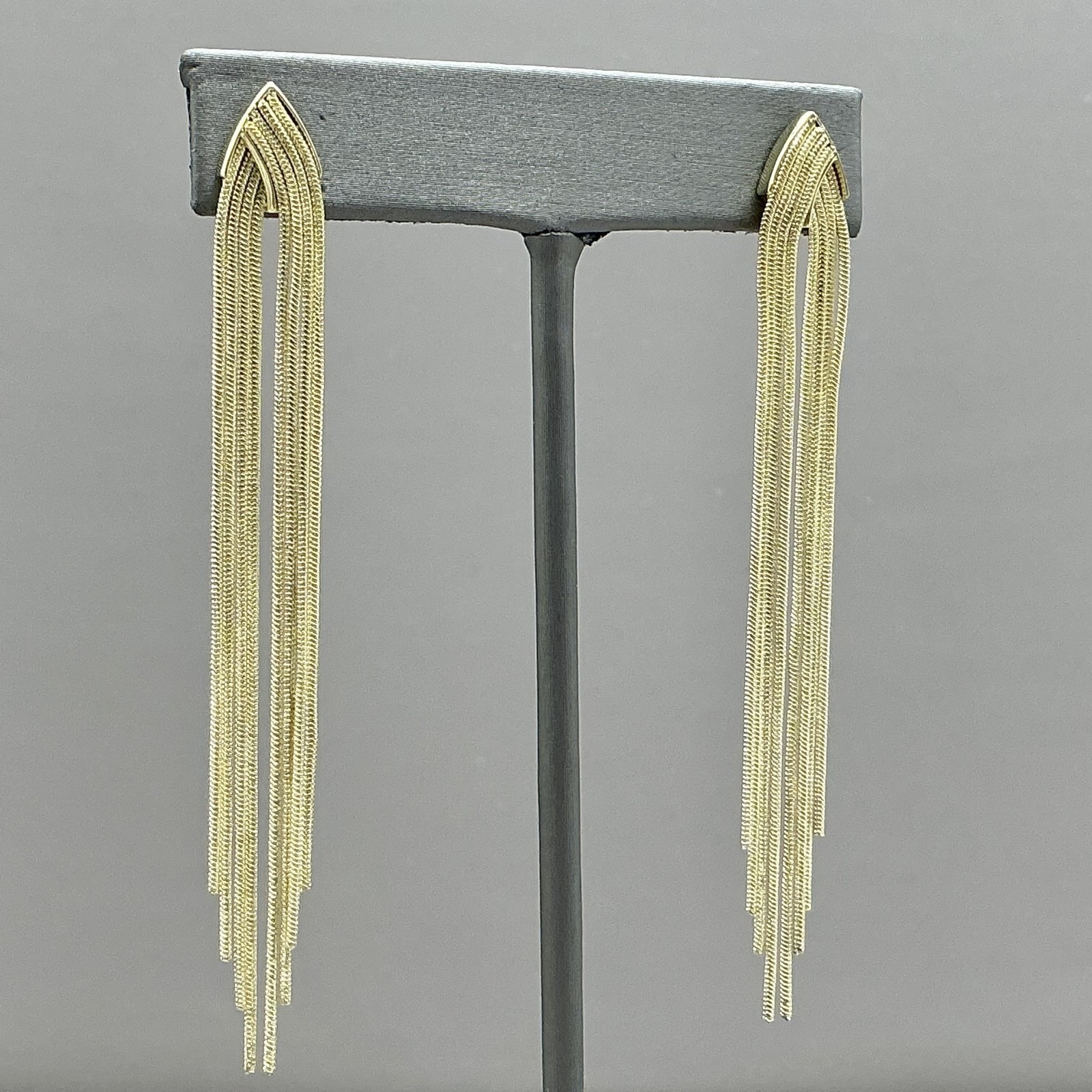 Earrings Gold Tone Tassel Dangle Drop Womens Long Fringe Statement Jewelry 3 In
