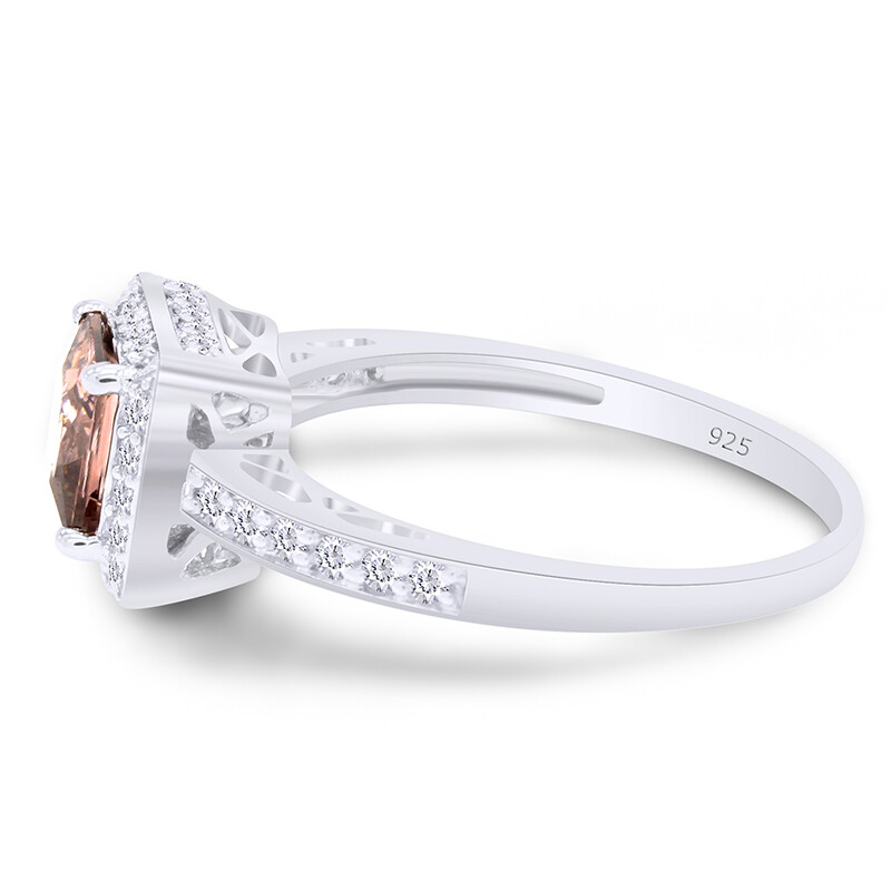 1.65 Ct Simulated Chocolate Framed Square Princess Halo Ring Sterling Silver 925