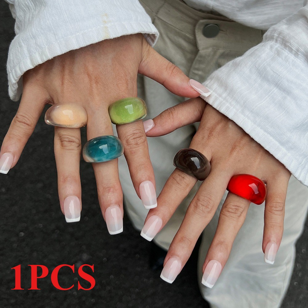 Lightweight Resin Smooth Minimalist Fashionable Translucent Vibrant Acrylic Ring