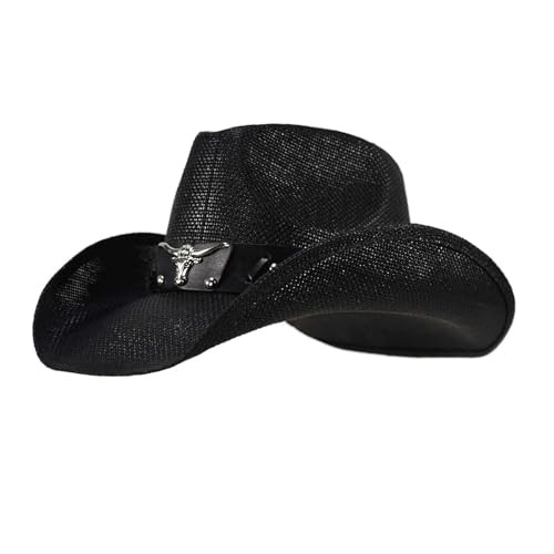 Straw Cowboy Hats for Women and Men Large K-cm-a-black