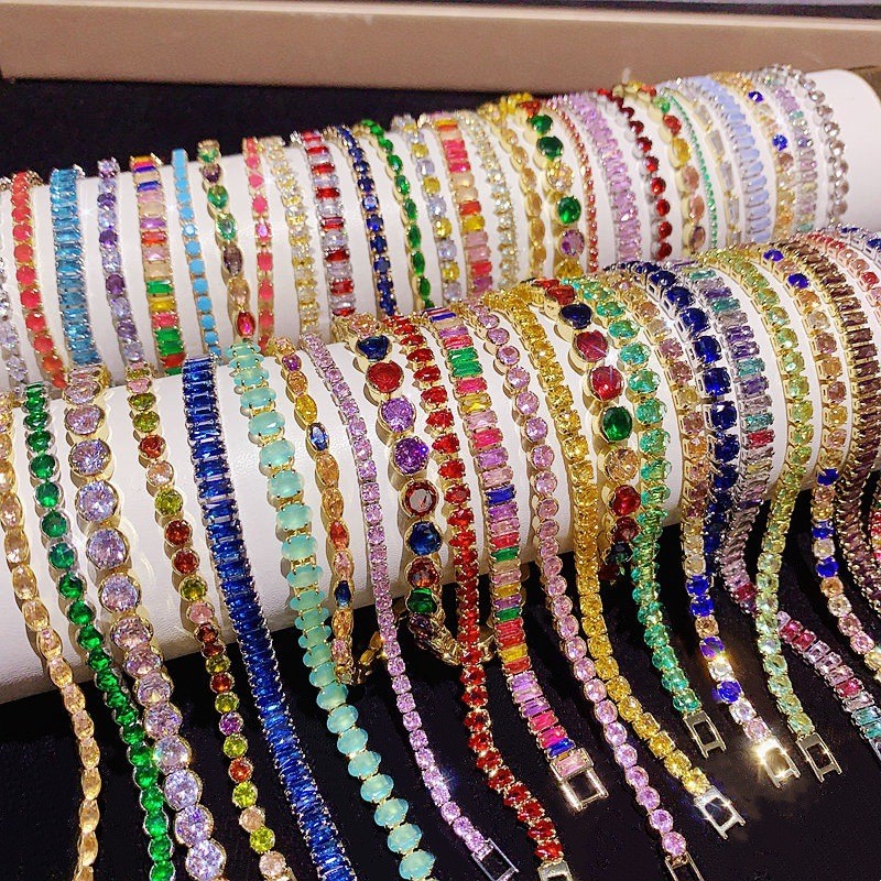 10PCS Bohemian Bracelet For Women Layered Dopamine Colorful Zircon Gift