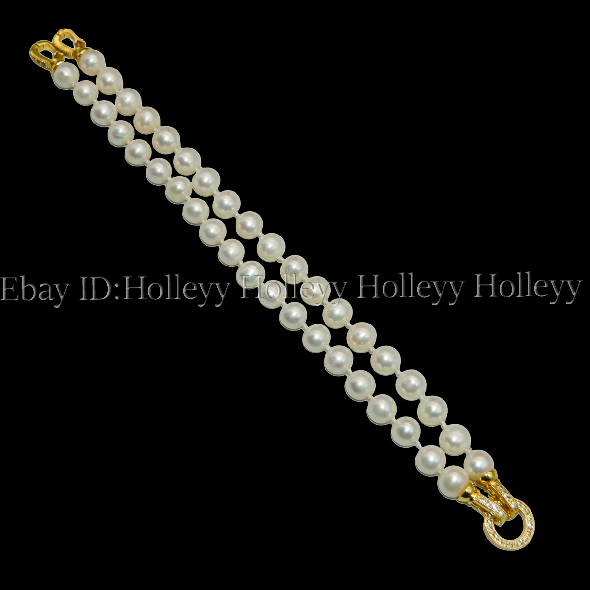 High Quality 8-9mm Genuine Natural White Pearl Round Beaded Bracelets 7.5”