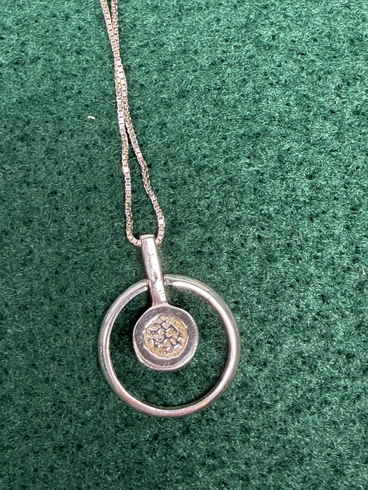 925 Italy Sterling Silver Larimar Circle Pendant & Necklace