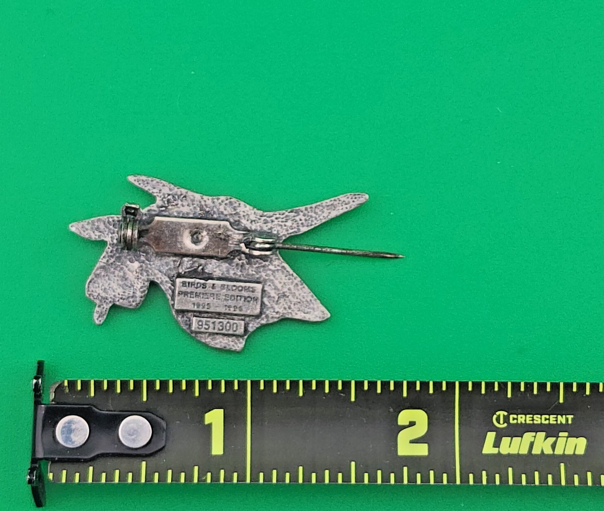 1995-1996 Birds & Bloom Premiere Edition Pewter Hummingbird Flowers Brooch Pin