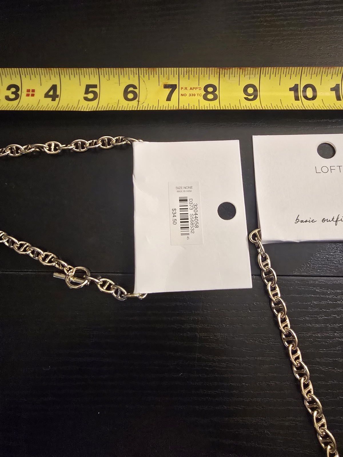 LOFT Gold Tone Cable Chain Necklace Toggle Closure Adjustable 12-18 in