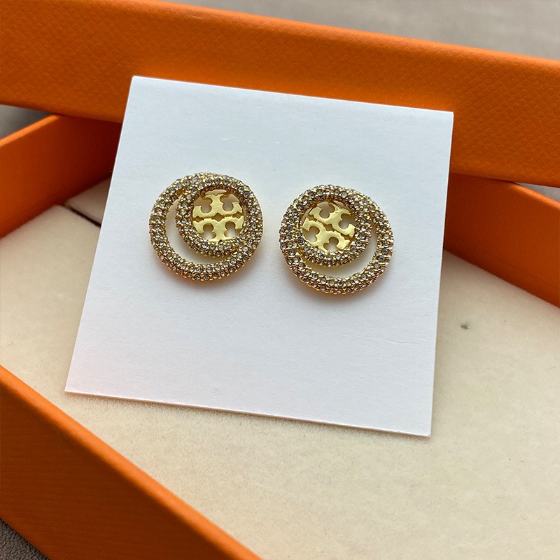 Gold Jewelry Set – Tory Burch Circle Pave Necklace and Earrings