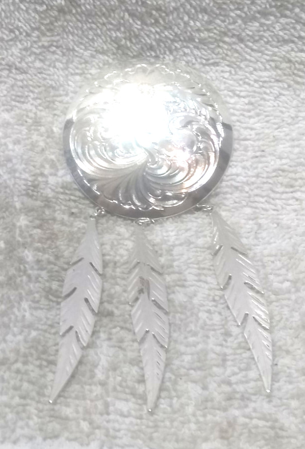 Montana Silversmiths Serling Silver Plate Broch Pin Silver Dangle Fathers Great