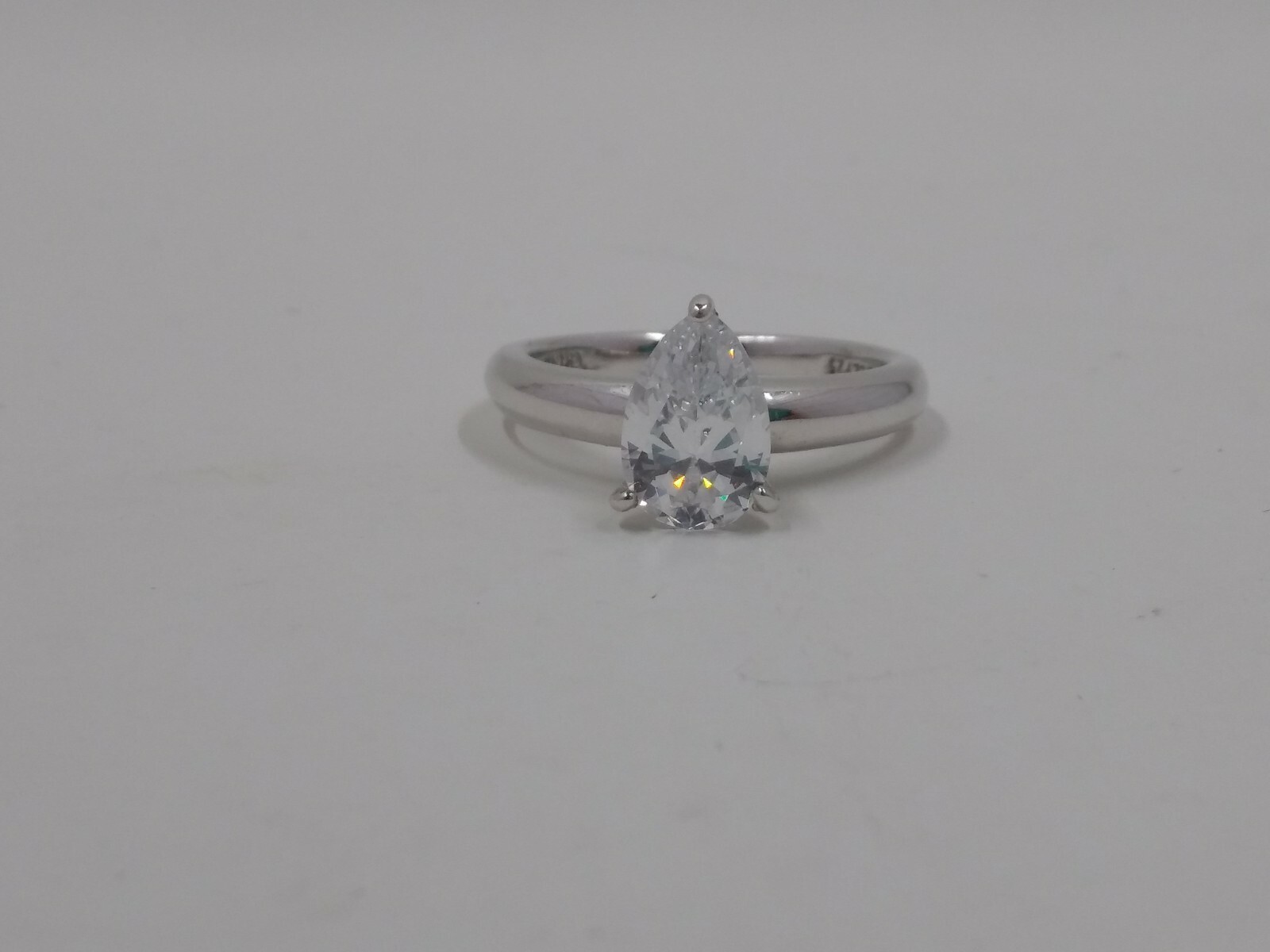 Epiphany Diamonique Pear 1.50 cttw Cubic Zirconia Solitaire Ring Platinum Plated