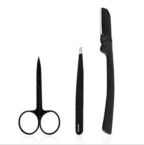 3 in 1 Eyebrow Shaping Tools Set | Stainless Steel Brow Grooming Kit with