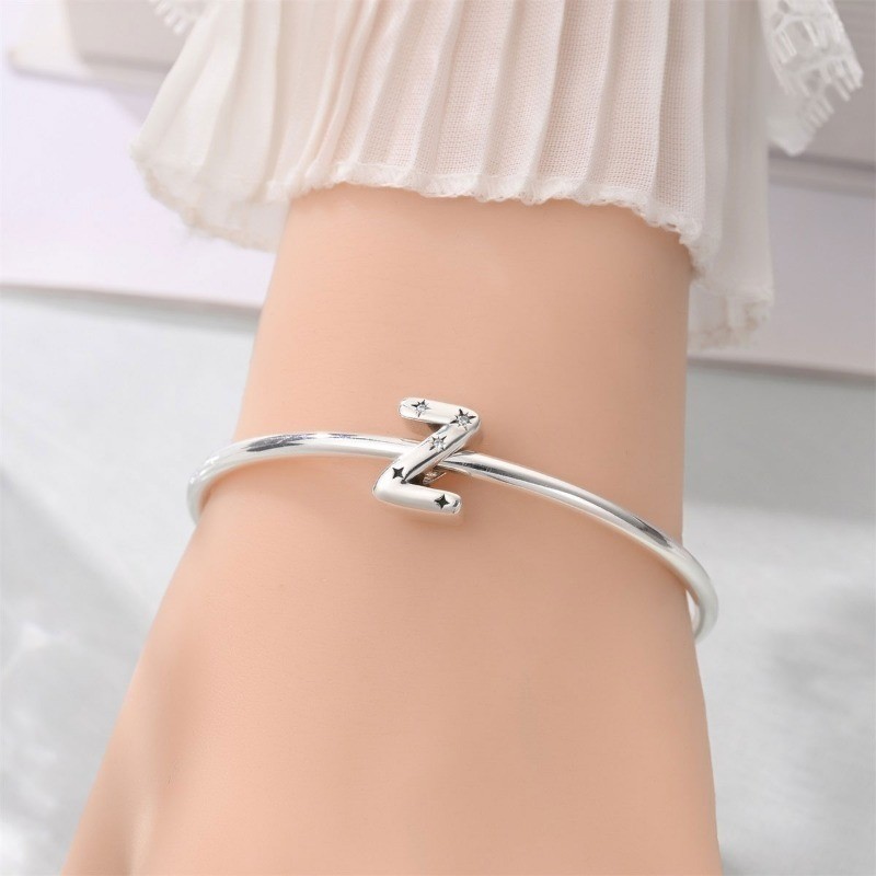 KUNSIR 925 Sterling Silver A-Z Letter Charm For Bracelet Initial Bead Charm DIY