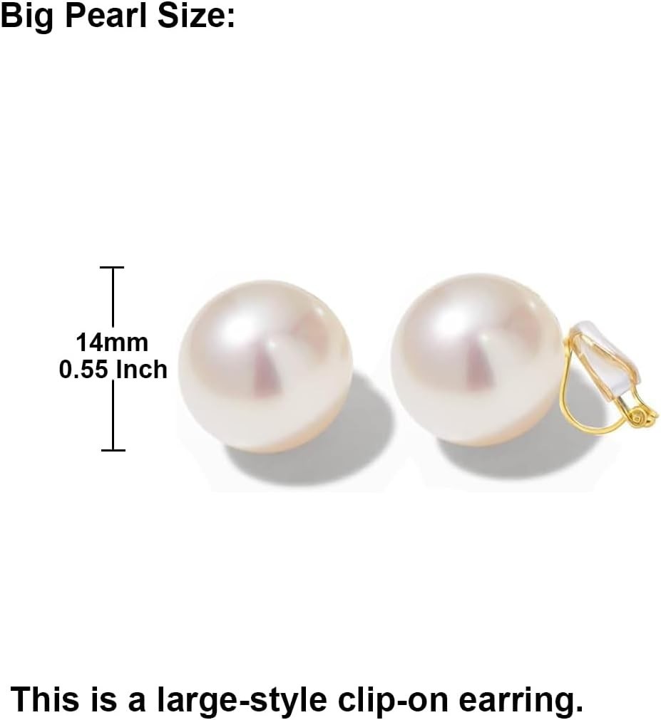 Pearl Clip on Earrings for Women Drop Clip Earrings for Women Gold Plated Whi…
