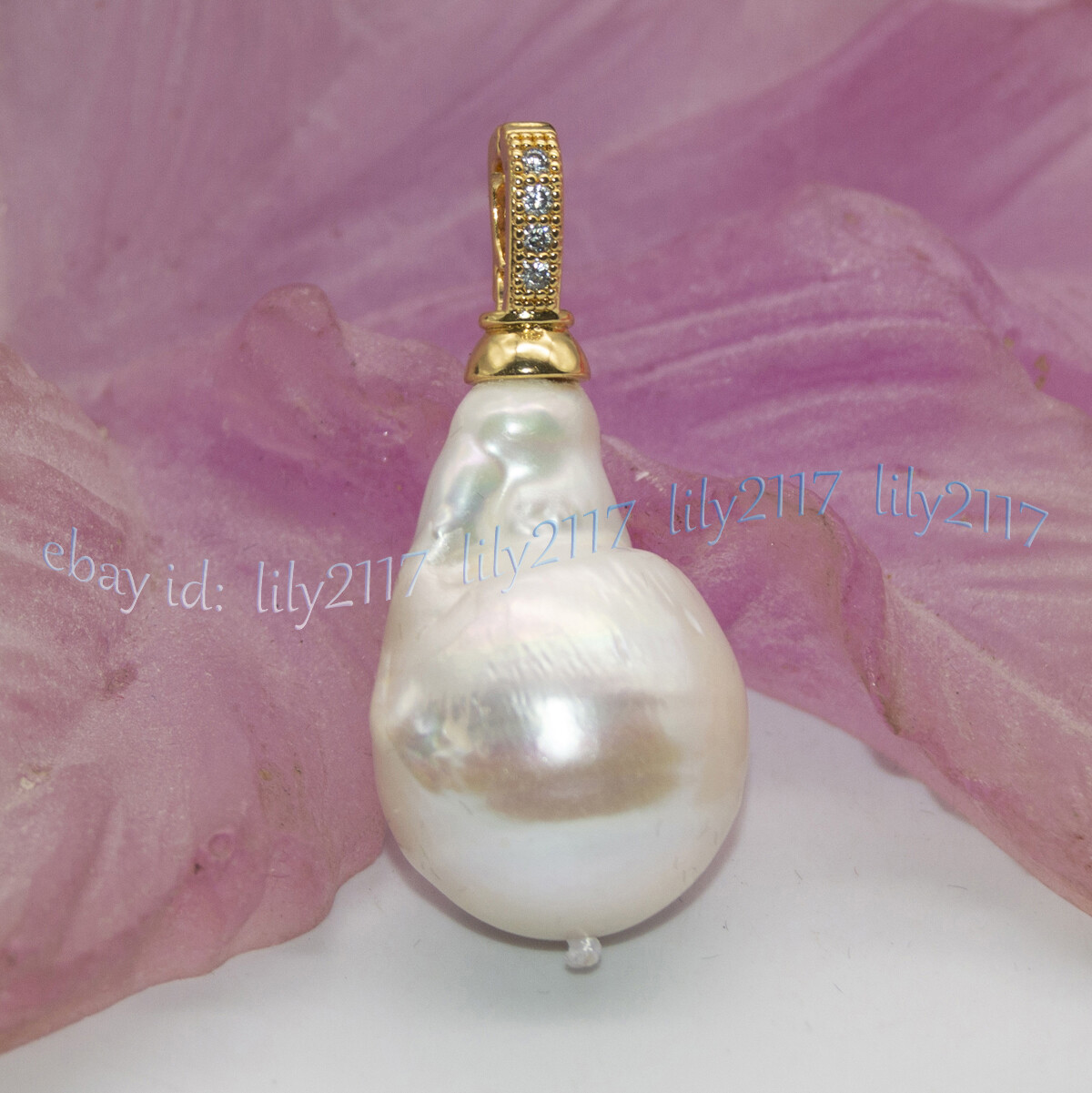 Huge 15x20mm Real Natural Multicolor Keshi Baroque Pearl Pendant 14K Gold Plated
