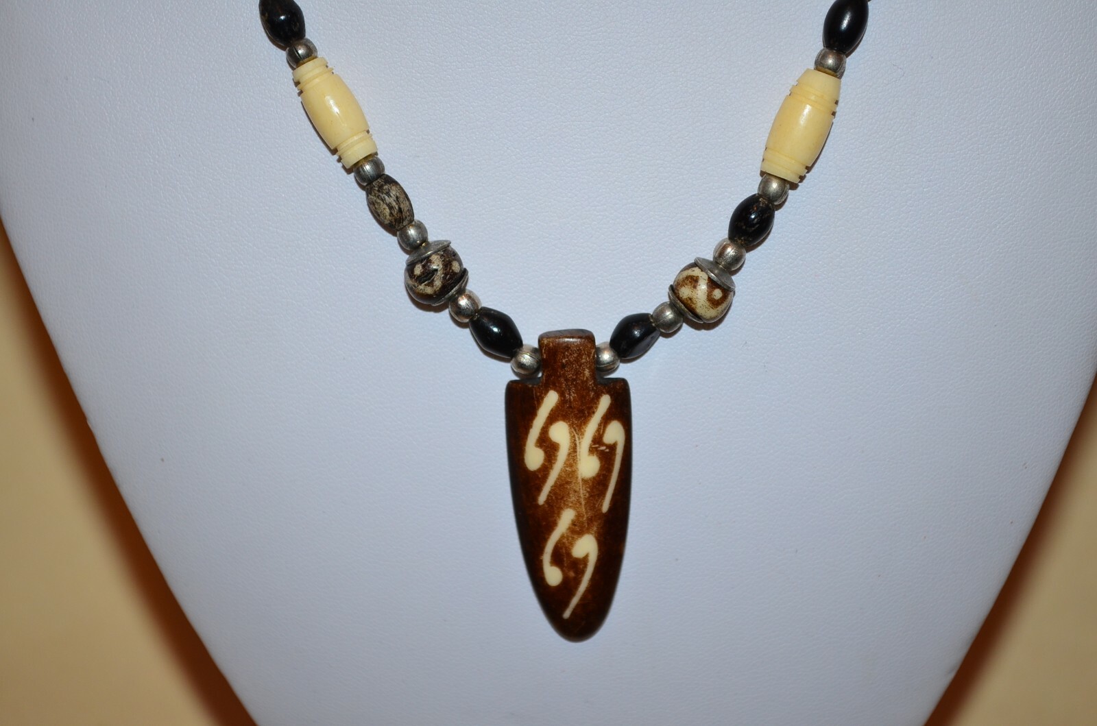 Ethnic Beaded Statement Necklace Fashion Chic Unique Tribal BoHo Brown Jewelry