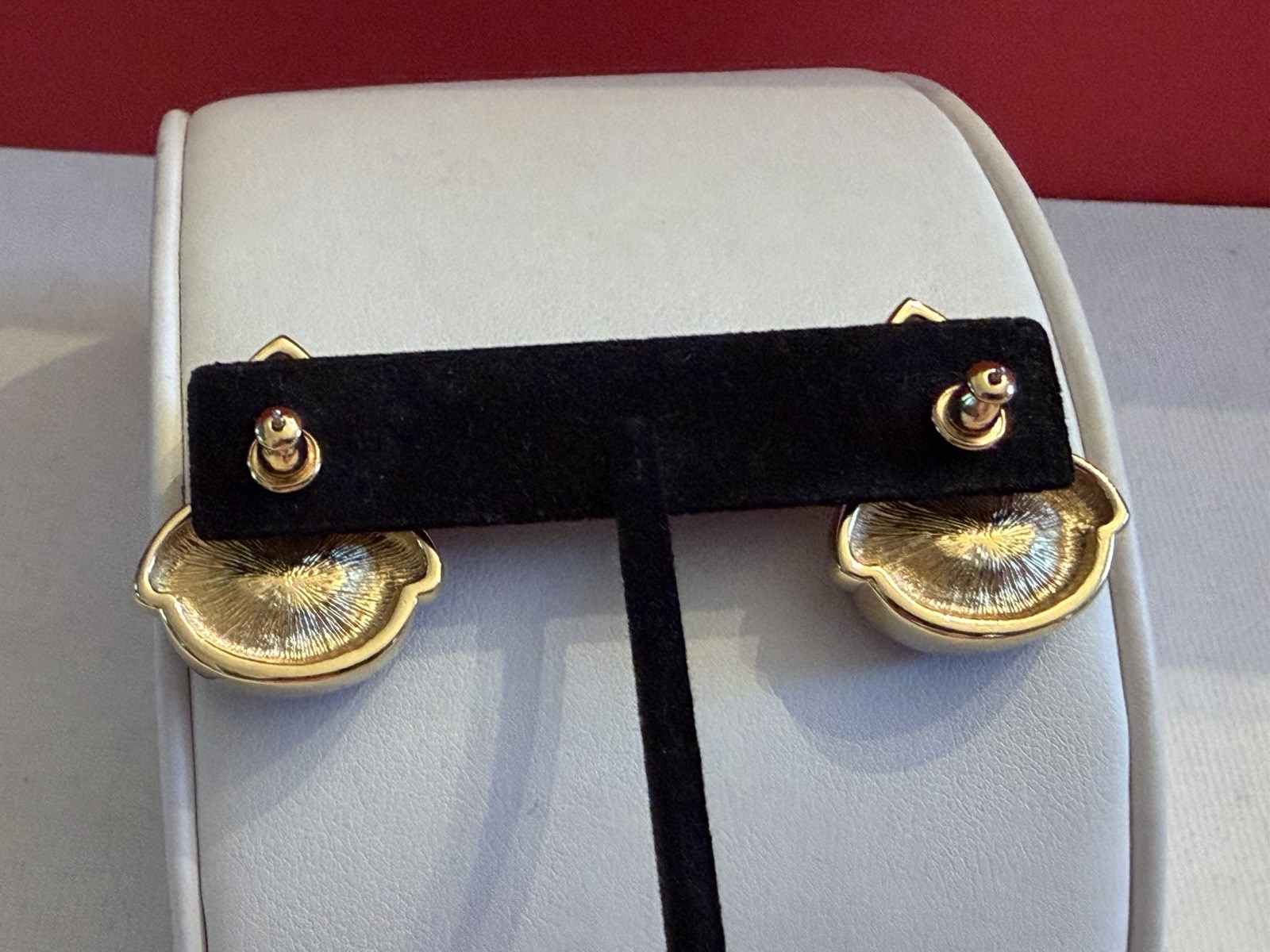 Monet Gold Tone Purple/ Clear Glass Teardrop Post Crystal Earrings BinR