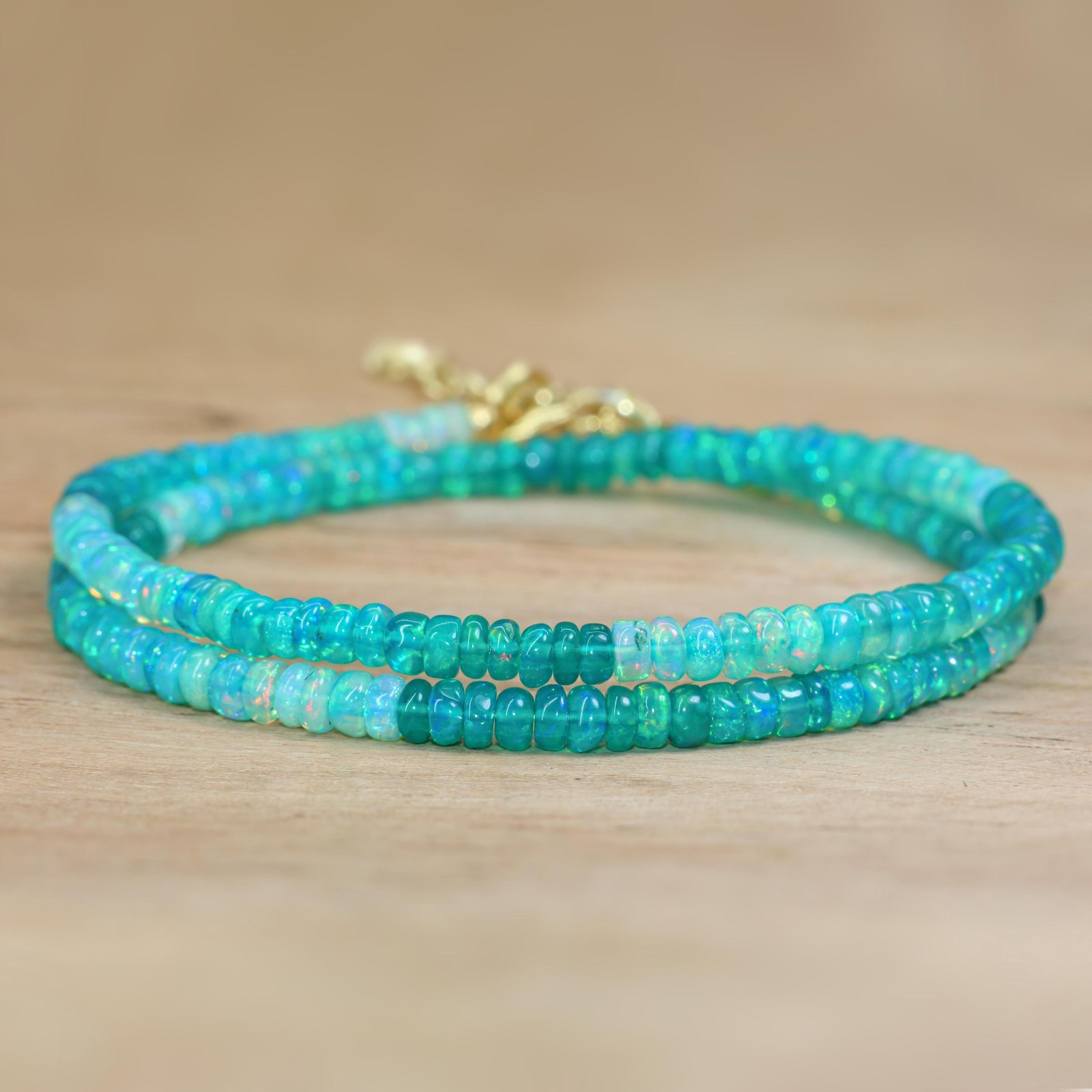 Green Opal Shaded Beads Necklace, Fire Green Opal Smooth Beads Necklace for her