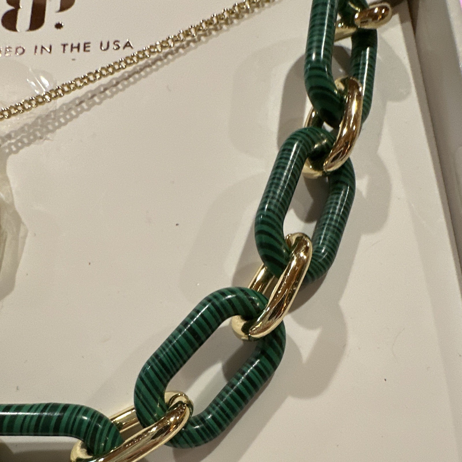 BP Lab-Created Green Paraiba Tourmaline Quartz CZ Malachite Gold Necklace Set