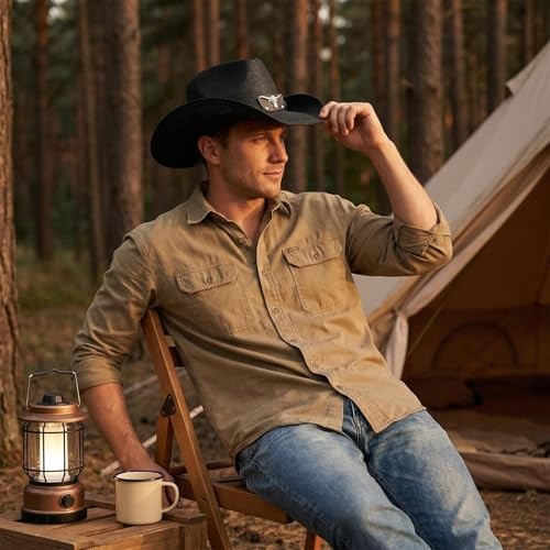 Straw Cowboy Hats for Women and Men Large K-cm-a-black
