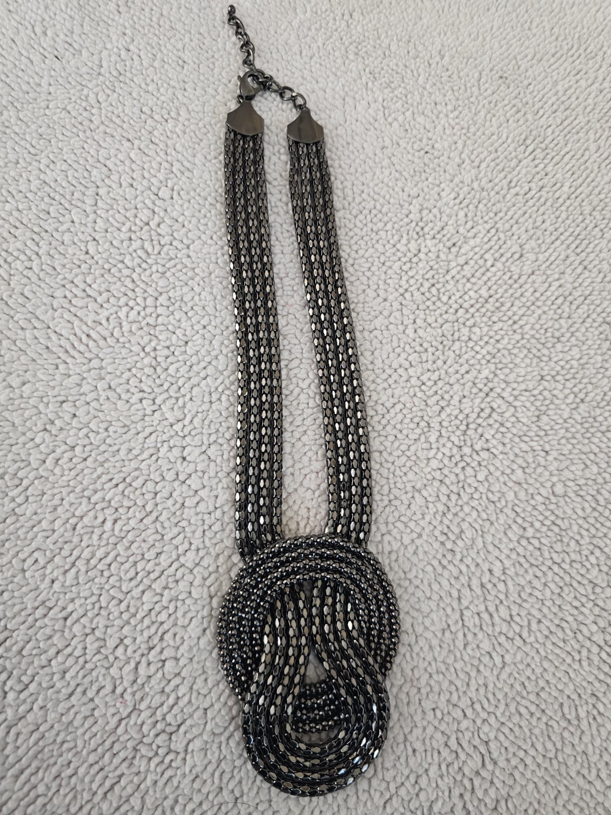 Express Beaded Necklace Fashion Statement Gunmetal Multistrand Knot Lobster Claw