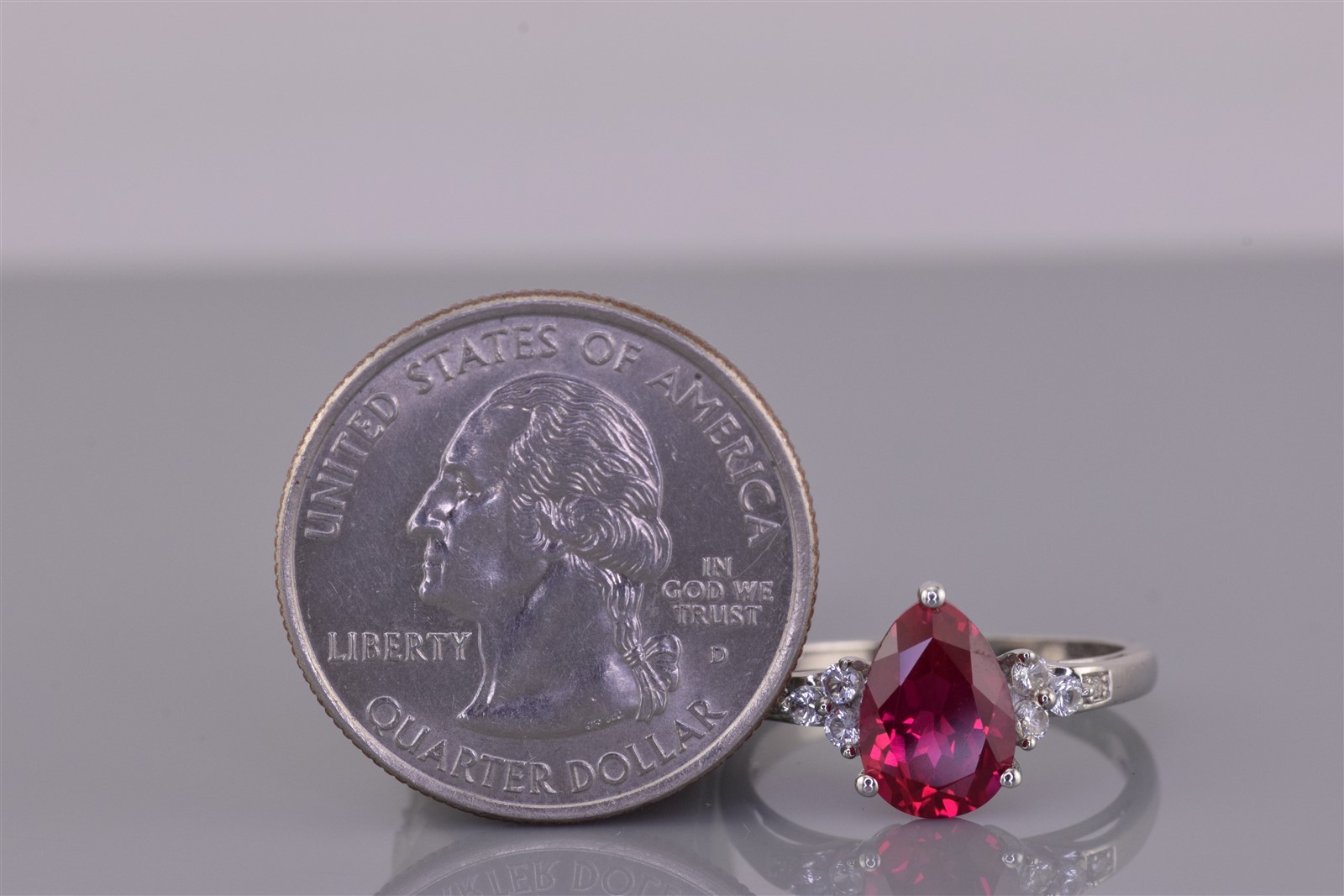 Michelle Albala Sterling Silver White & Pink Pear Sapphire Band Ring 925 Sz: 7