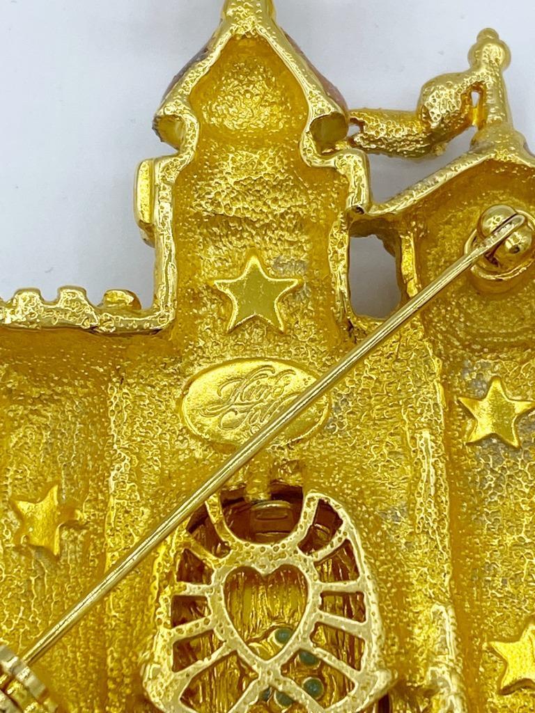 Kirk’s Folly Gold-Tone & Enamel Fairytale Rapunzel Castle w/ Dragonfly Pin