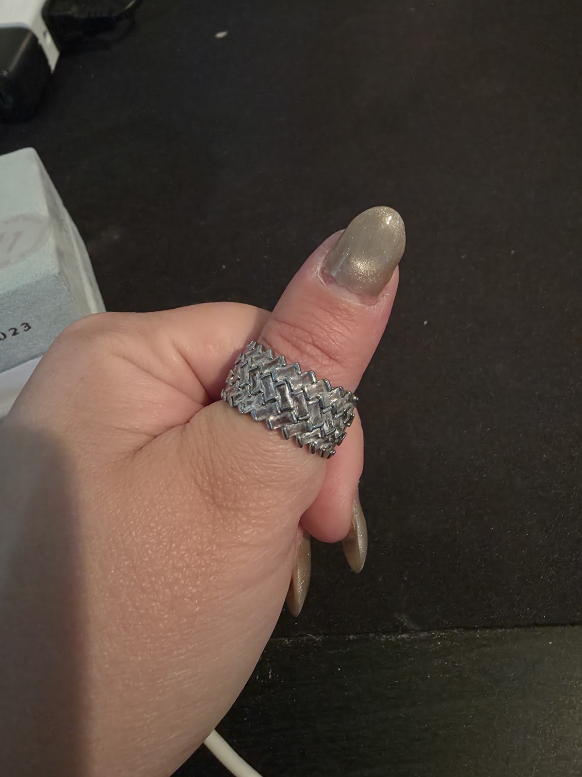 Bomb Party Lux Bands Holiday 2023 Stunning Looks Sz 11 Hematite Plating CZ NWT
