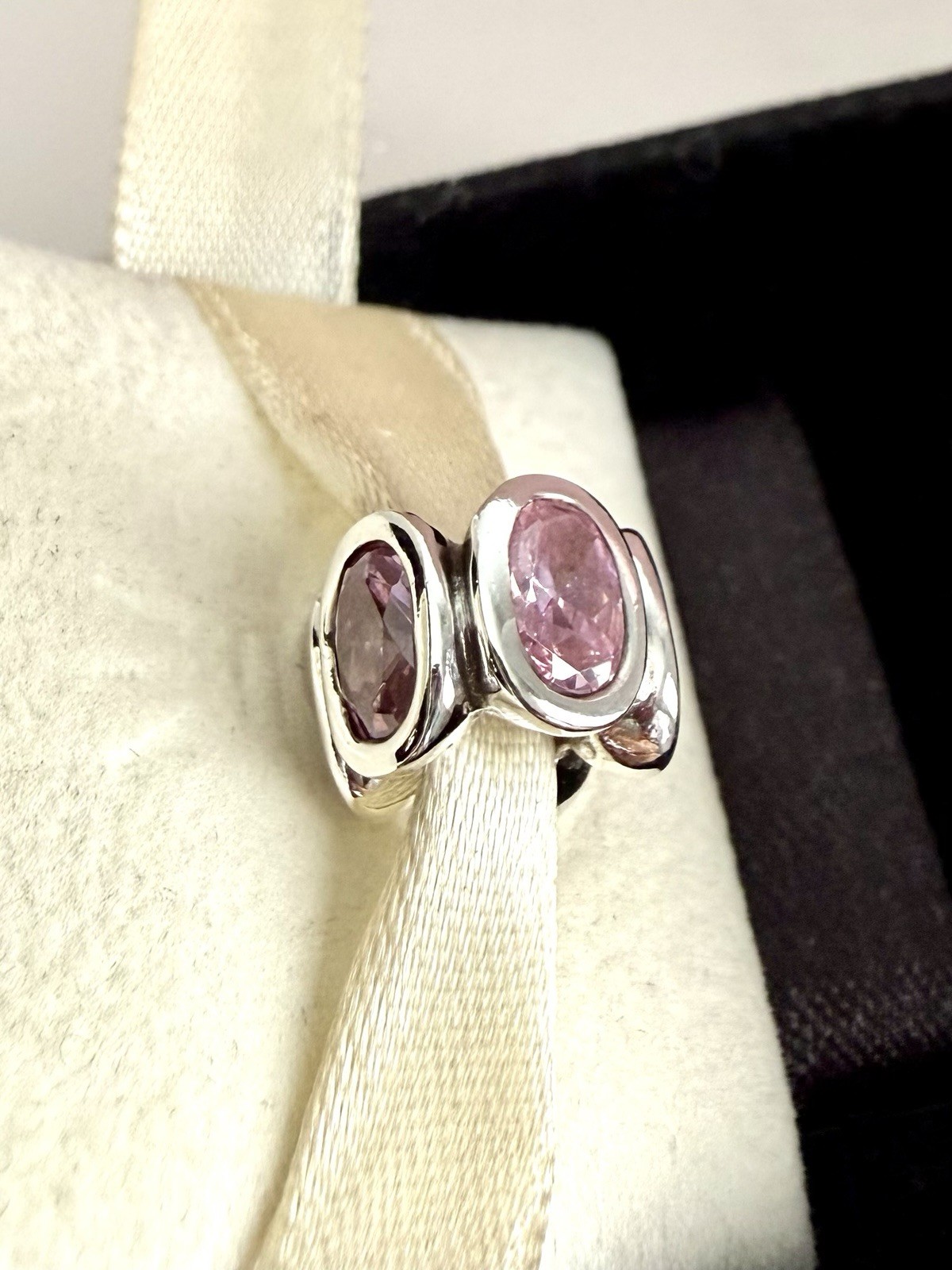 Pandora Sterling Sliver Pink Oval Lights CZ Charm #790311PCZ RETIRED Authentic