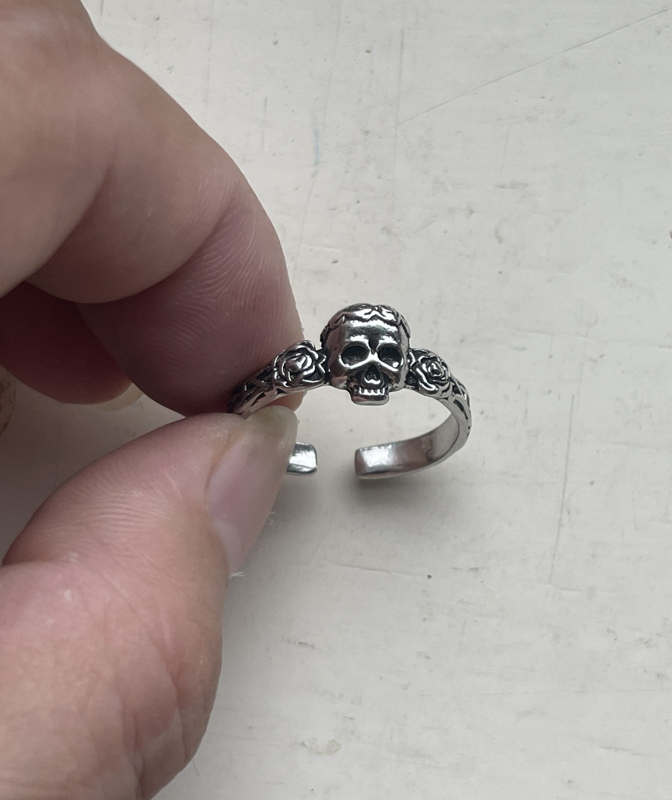 skull Viking Odin Thumb Ring sterling silver 925 biker man totem ethnic Valknut