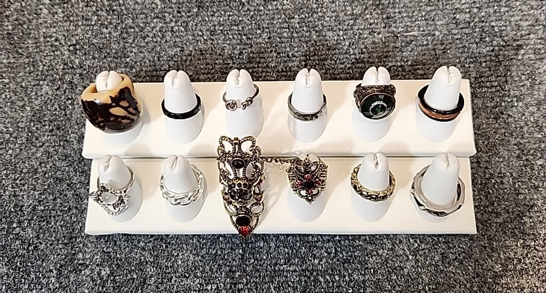 Jewelry 11 Rings Gothic Collection Skull 2 Rings w/Chain See Description #203
