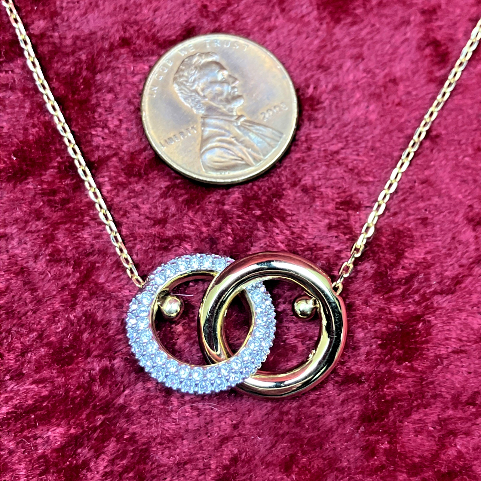 Swarovski Dextera Interlocking Loop Pave Pendant Necklace NIB RP $189