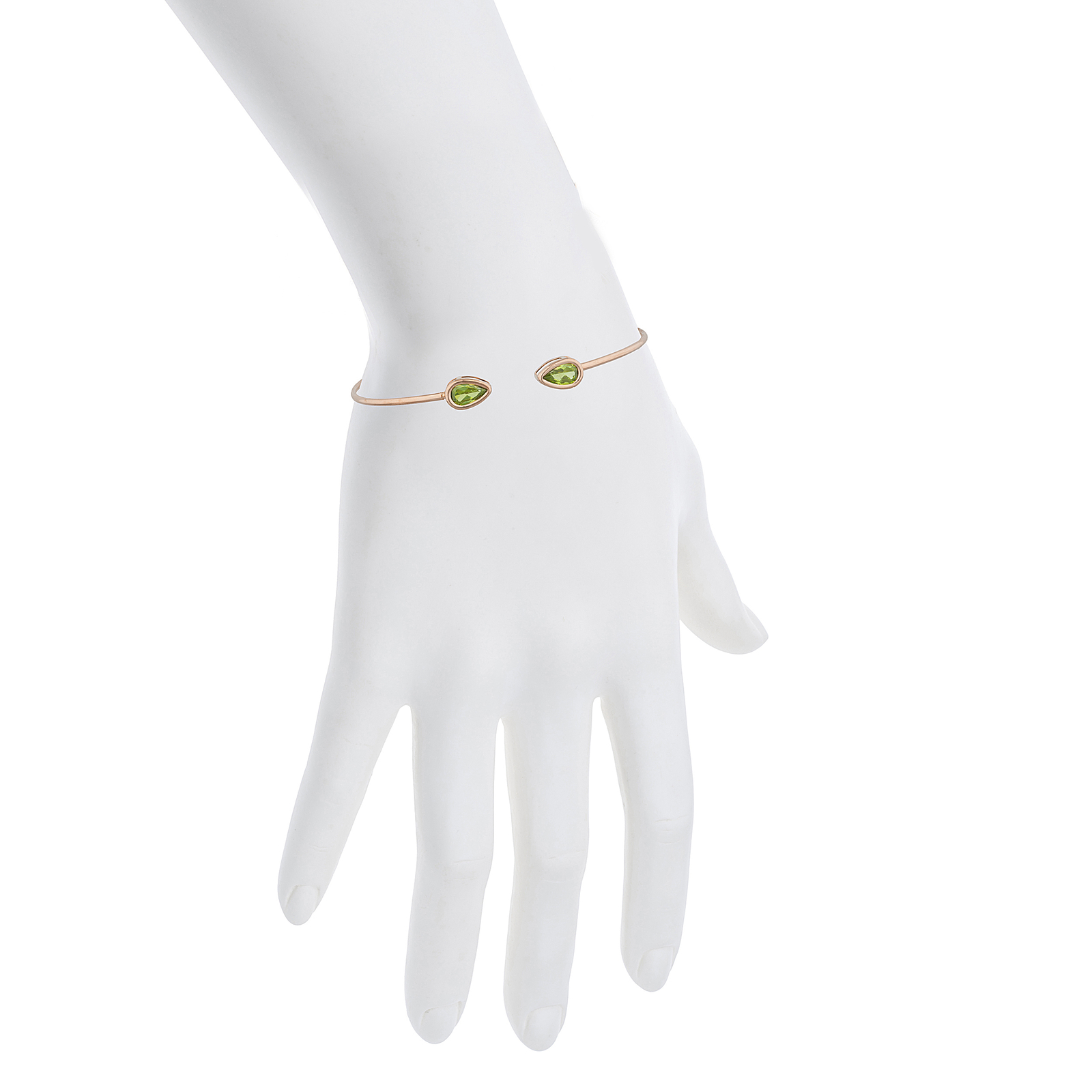 14Kt Gold Peridot Pear Bezel Bangle Bracelet