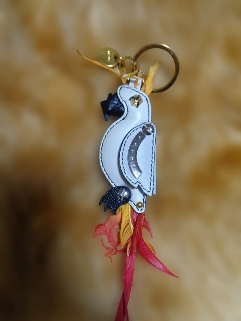 Prada Parrot Keychain with Wings Synthetic Leather White/Pink/Orange/Black
