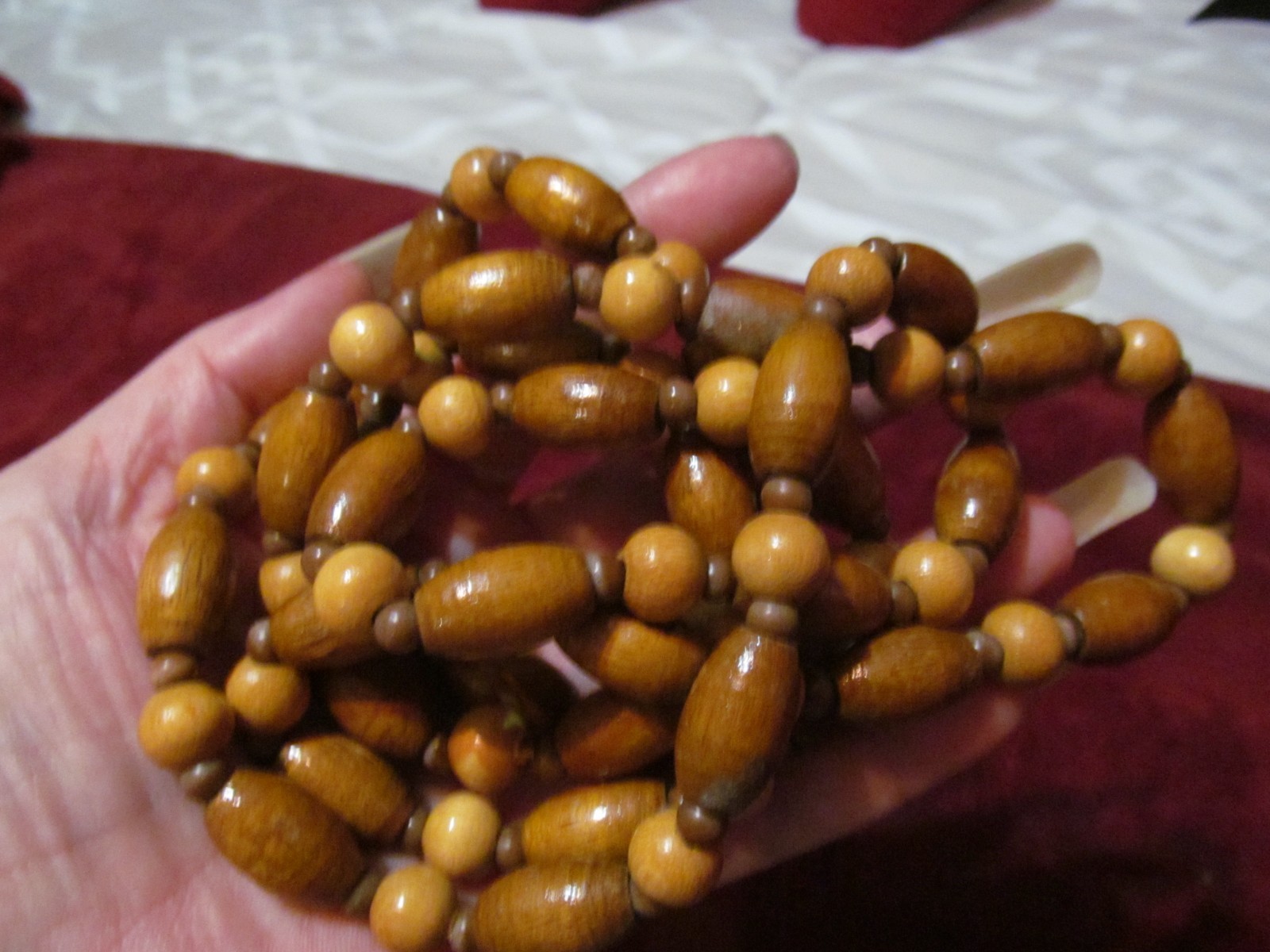 Long Wood Beaded 22 inch” Necklace