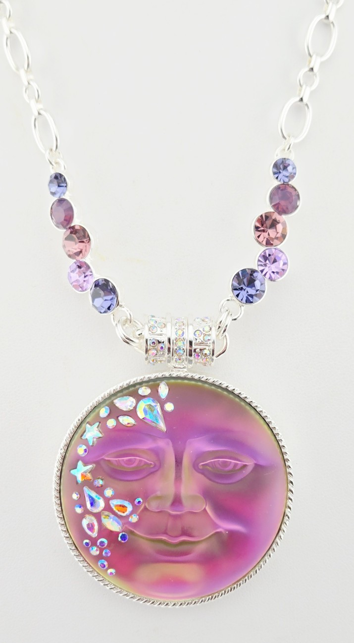 Kirks Folly Mystic Fairy Seaview Moon 50mm Enhancer Crystal Necklace ST #84