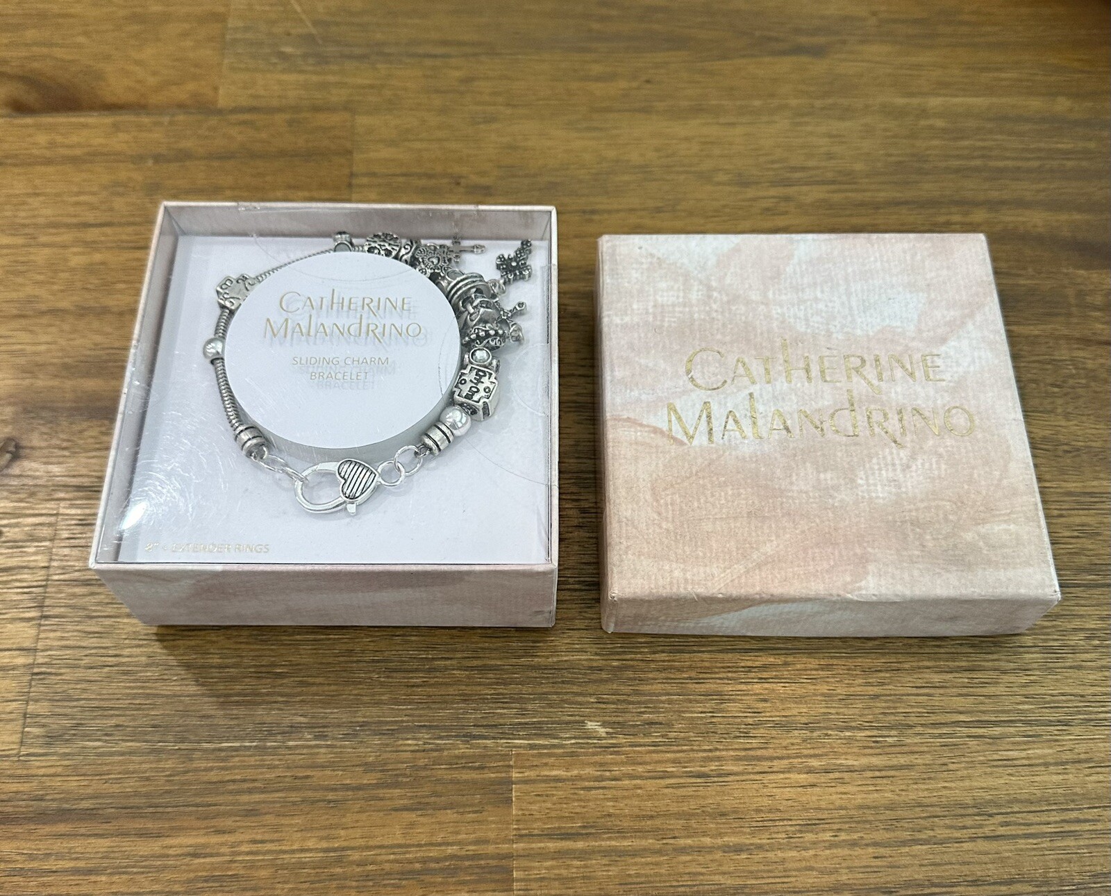 Catherine Malandrino Sliding Charm Bracelet Silver Sister Jewelry New In Box