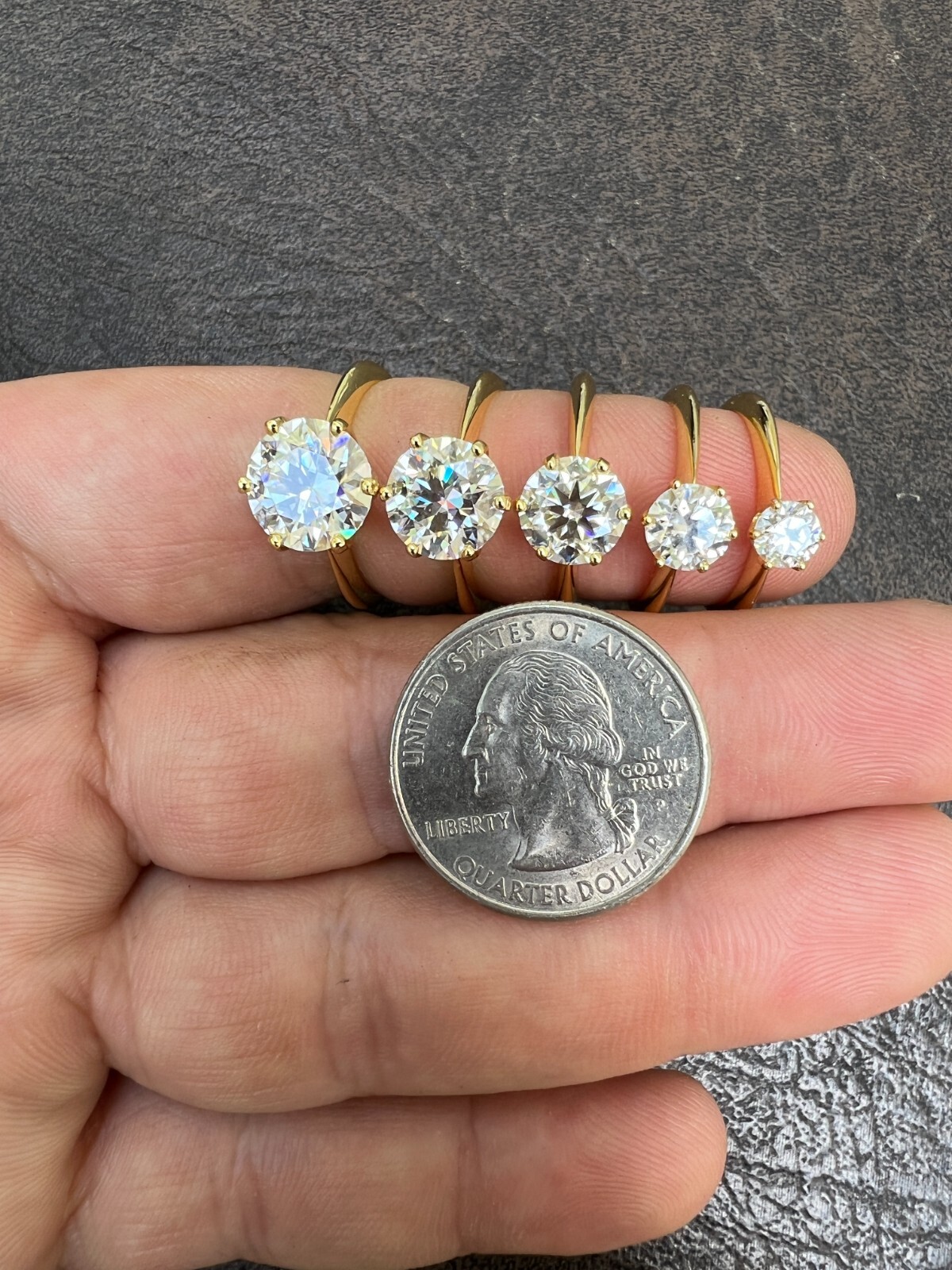 0.5-4ct VVS D Real Moissanite Engagement Promise Ring 14k Gold Plated 925 Silver