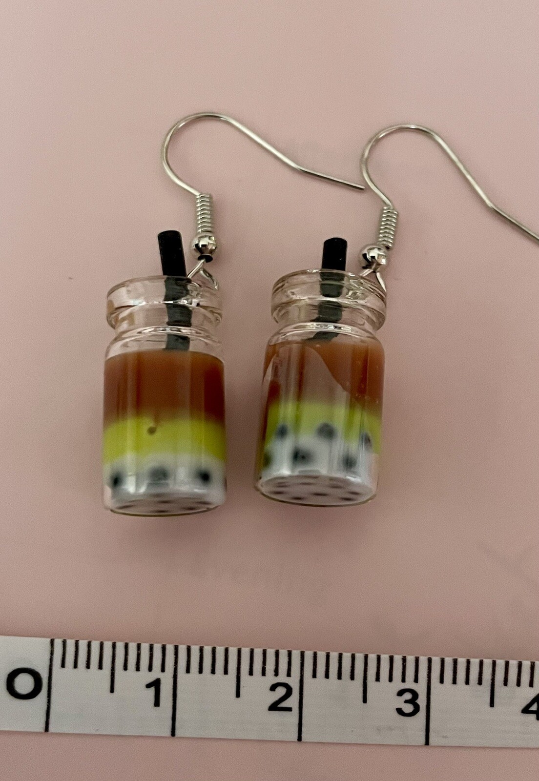 💚 Green Brown Bubble Tea Earrings Fancy Dress Novelty Birthday Gift Mum Sister