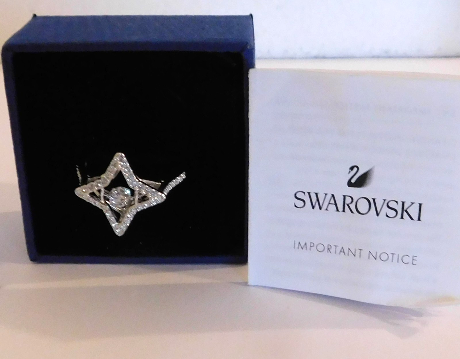 Swarovski Rhodium Plated Sparkling Dance Star Ring Size 58.5 (US 8.5) in Box