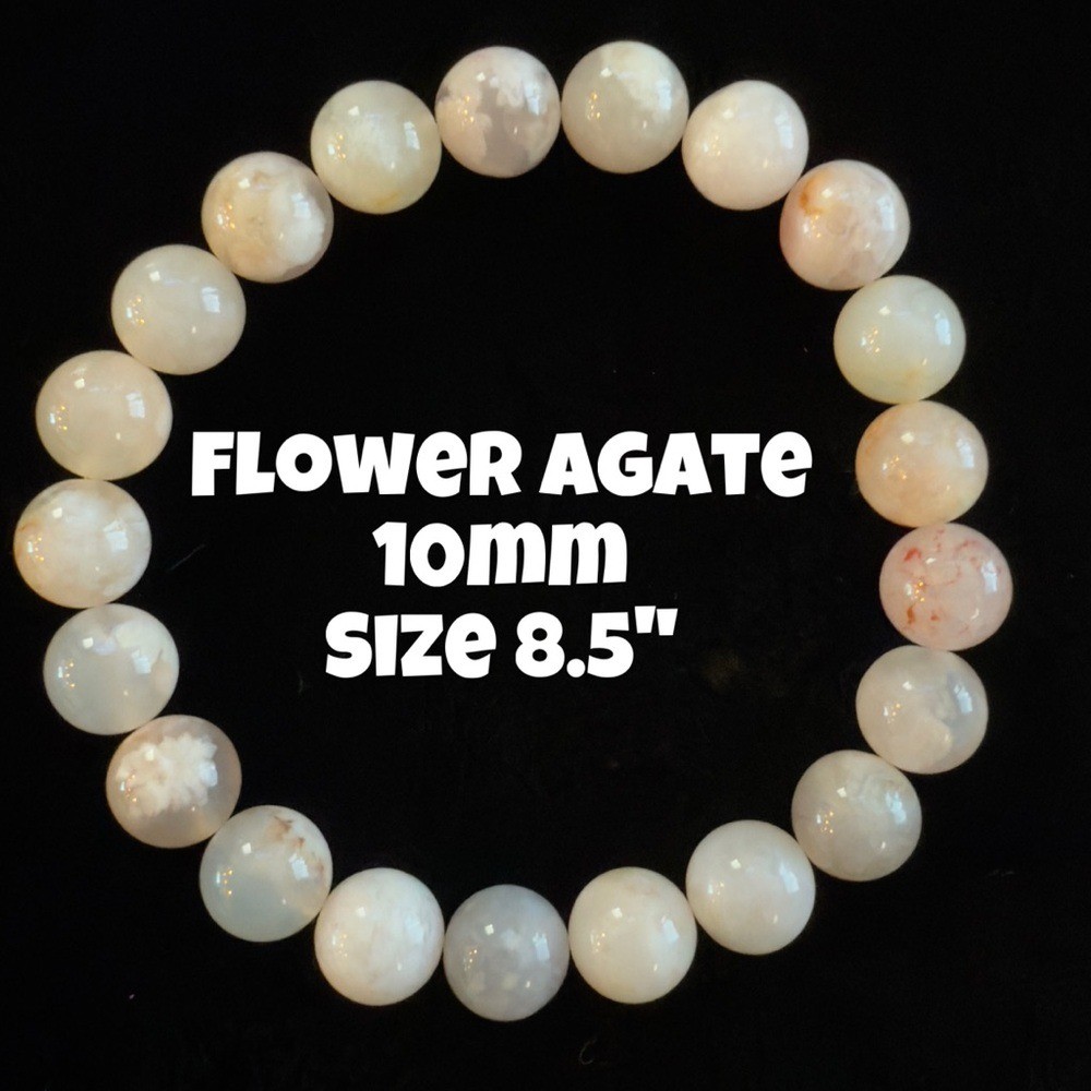 Authentic Flower Agate 10mm Beaded Stretchy by Bombshell Beads