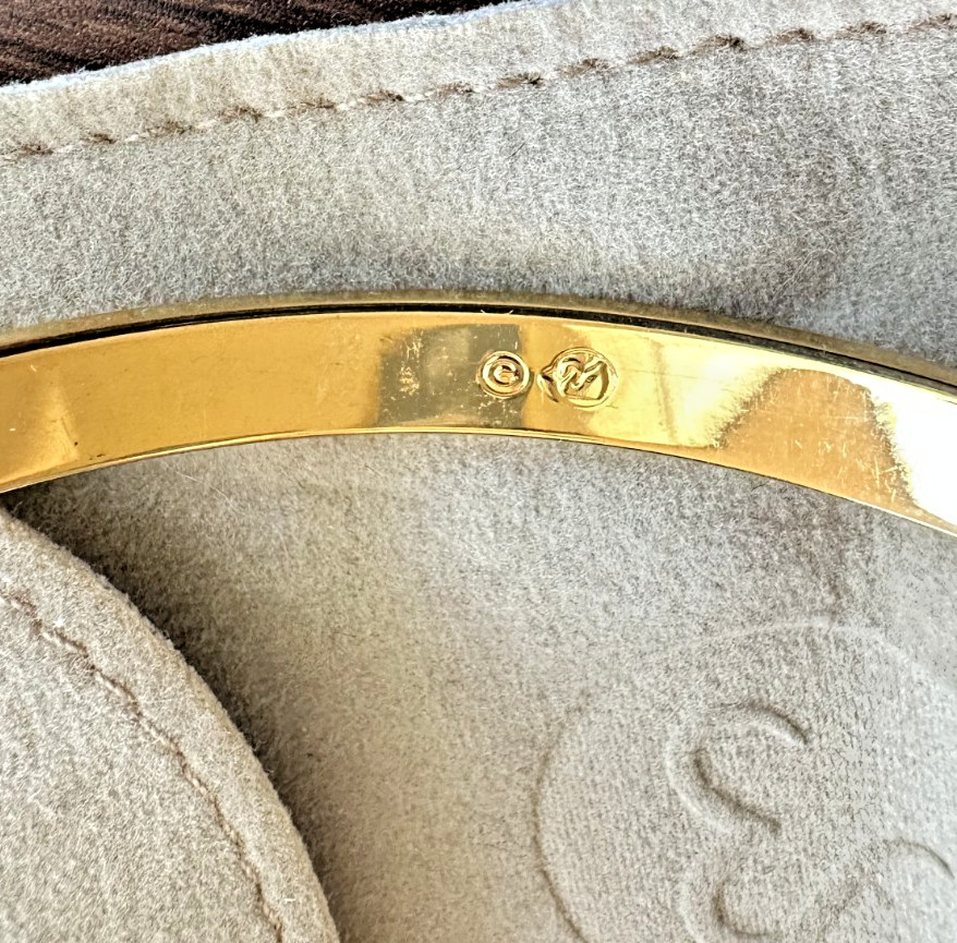 Authentic Swan Mark SWAROVSKI CRYSTAL gold tone BANGLE BRACELET Medium
