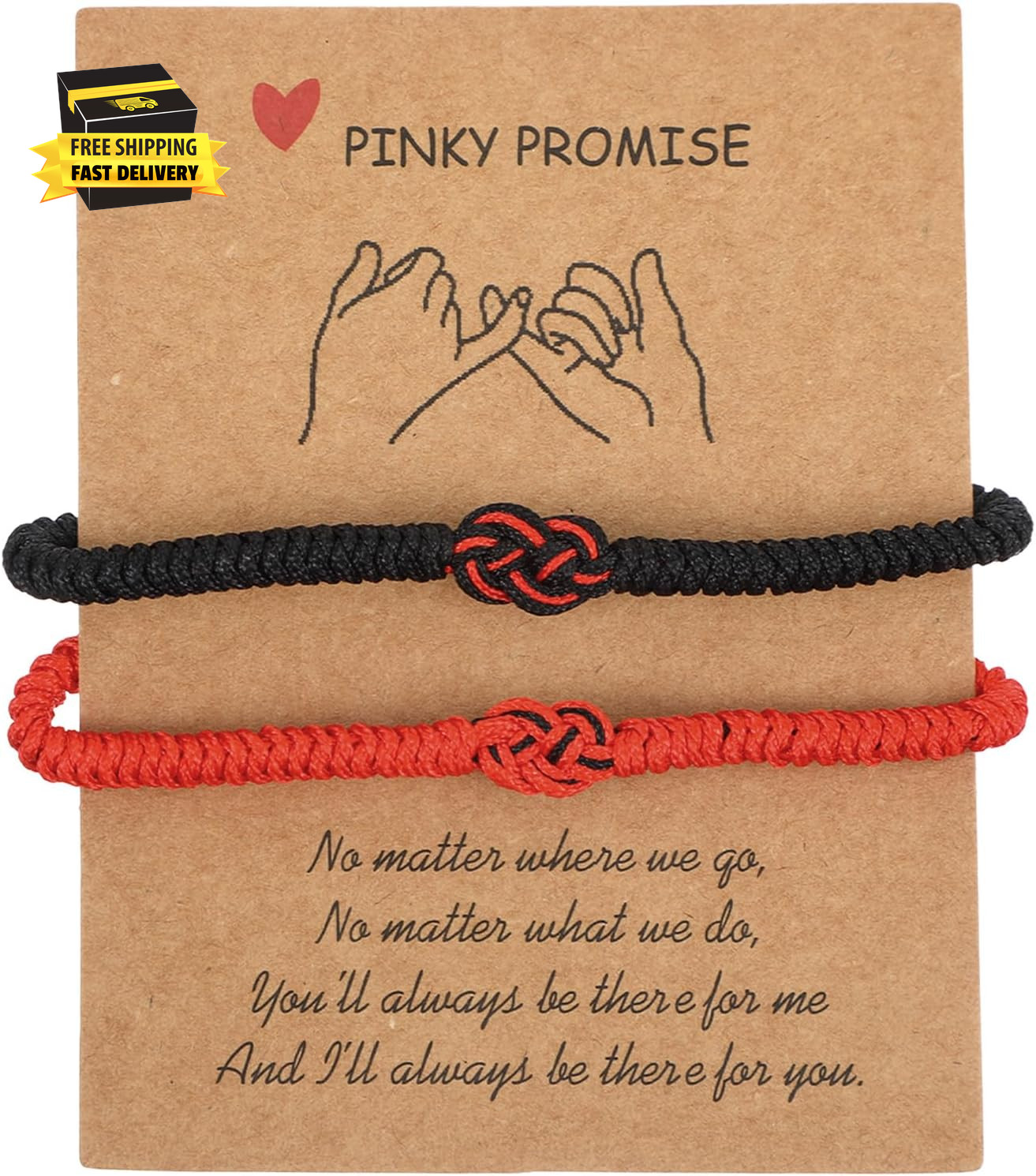 Matching Bracelets for Couples, Pinky Promise Bracelet, Red String Bracelet for