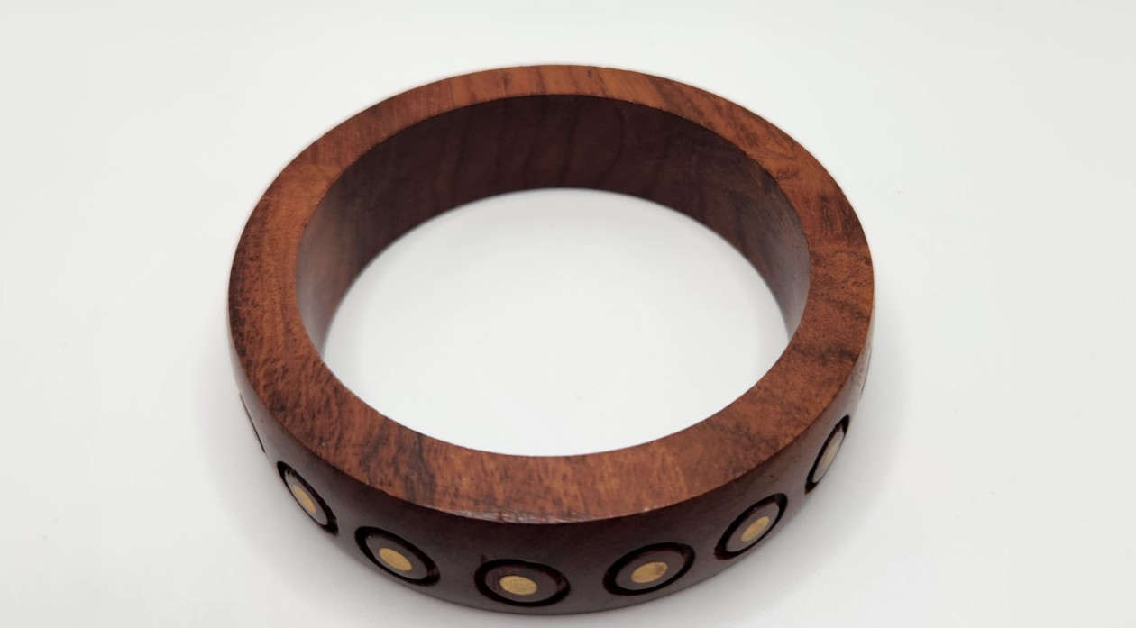 Wood and Brass Boho Style Bangle Bracelet