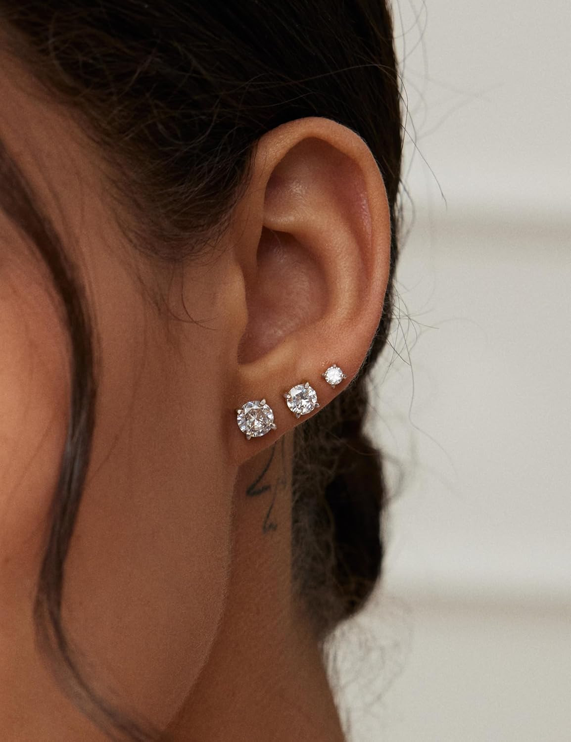 6 Pairs Hypoallergenic Cubic Zirconia Earrings Surgical Steel Flat Back Studs fo