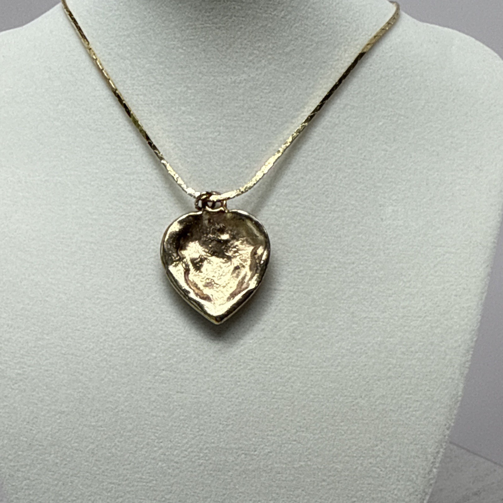 Gold Tone Heart Pendant Charm Necklace Black Onyx Bezel Set Crystal Chain