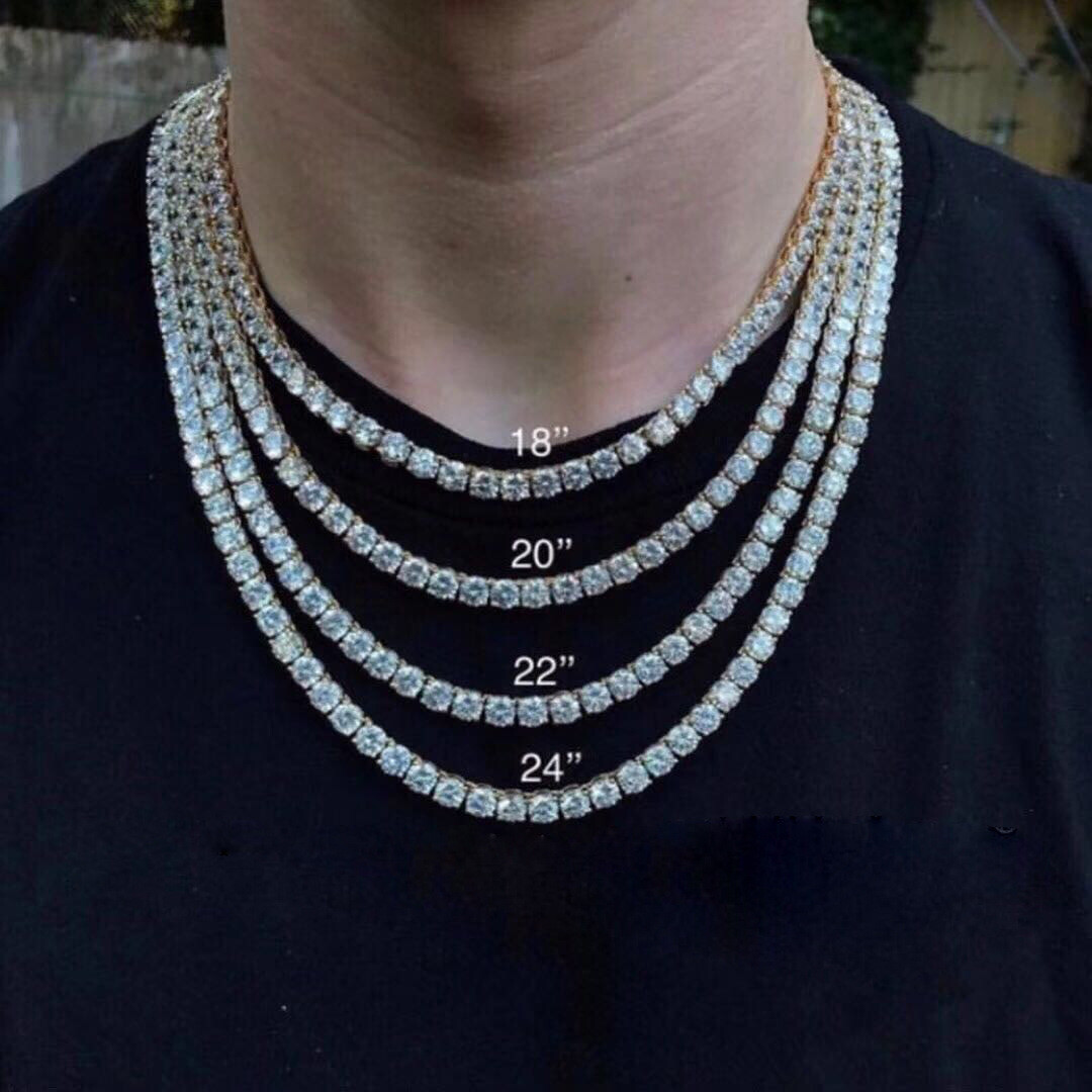 6″-24″ Hip Hop Necklace Bracelets 5A CZ Diamonds Real Gold Plated Tennis Chain