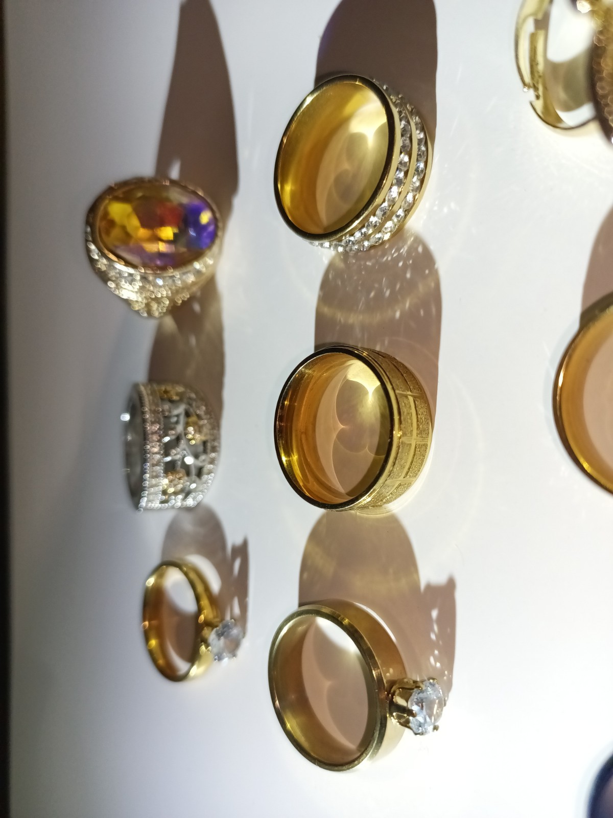 13 Pc Mixed Style Fashion Rings Lot Gold Silver Blue Rhinestone Pearl Butterfly