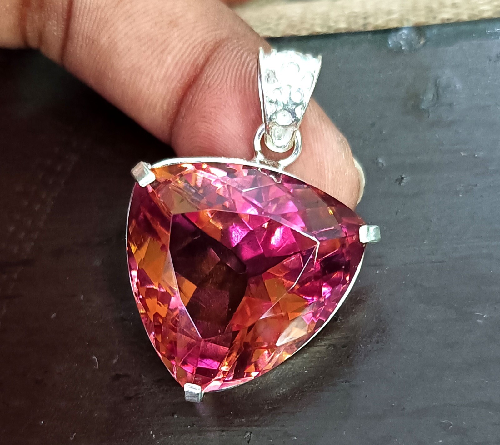84 Ct Natural 7 Color Zultanite Pendant 925 Silver Loose Certified Gemstone