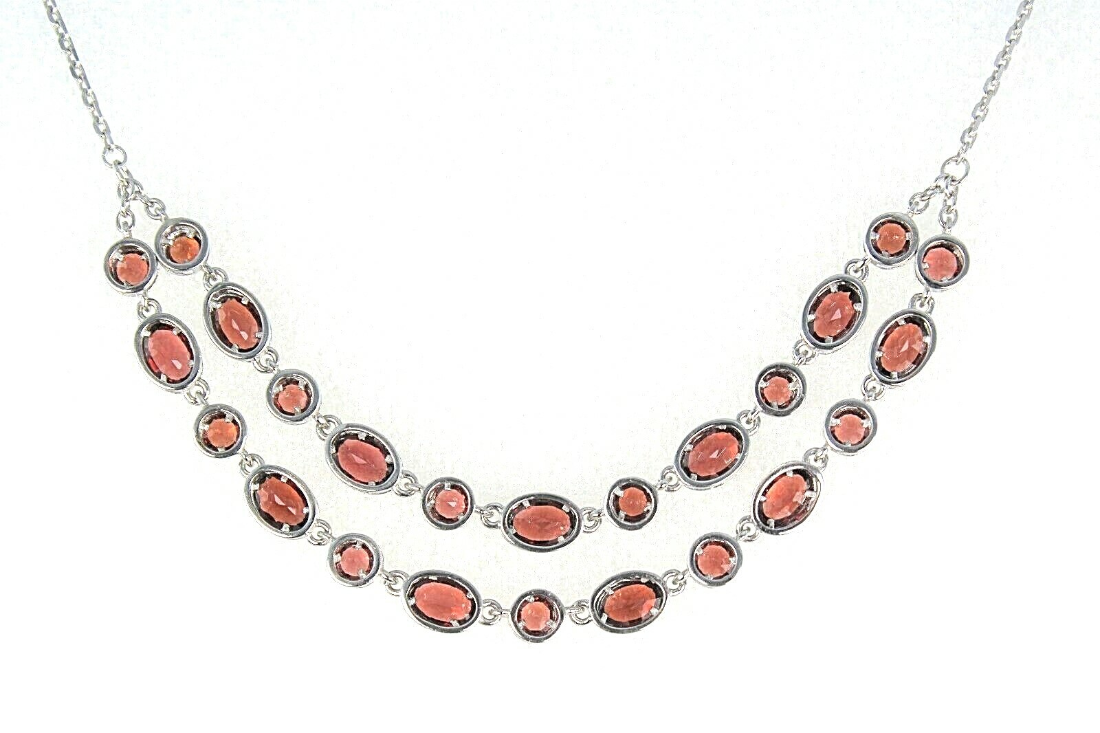 Sterling Silver Created Garnet 18 inch Necklace 12.0g
