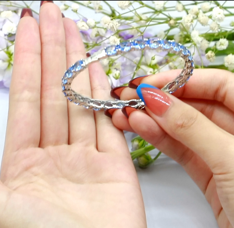 Buy 2 Get 1 Free Violet Tanzanite Ladies Daily Wear Silver Bangle Bracelet 8.0″