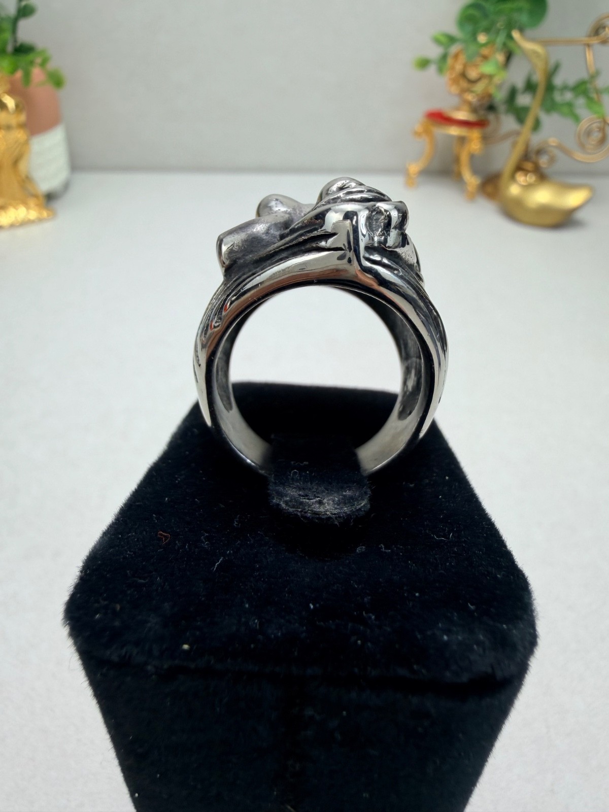 Stainless Steel Sculptural Nude Woman Art Ring Statement Biker Ring Unisex