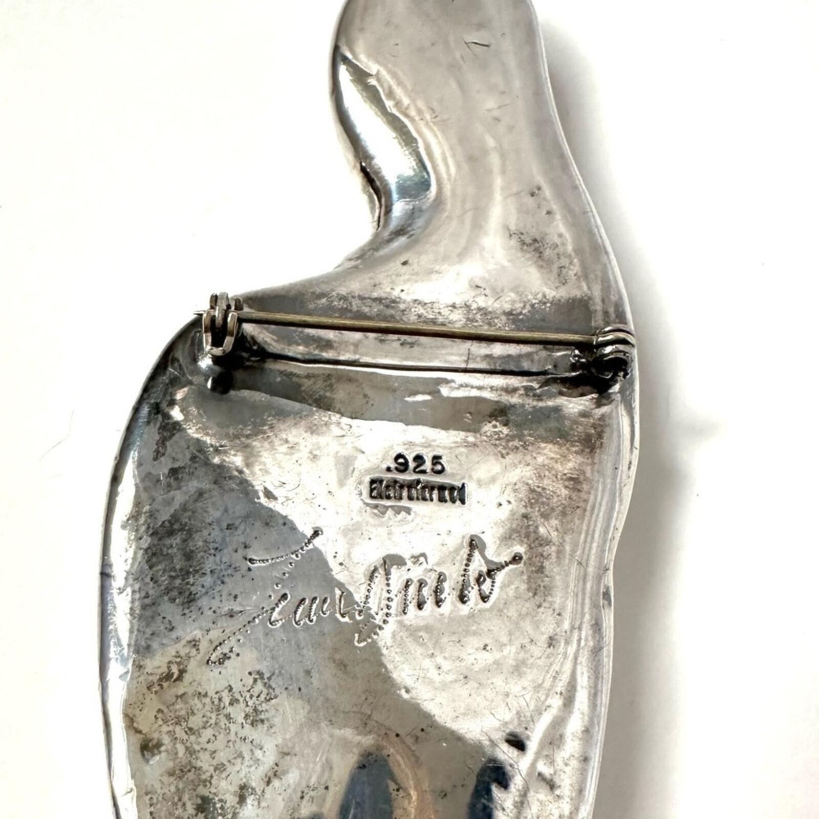 Vintage 80s Sterling Silver 925 Pelican Stork Brooch Electroformed – 4.25 inch